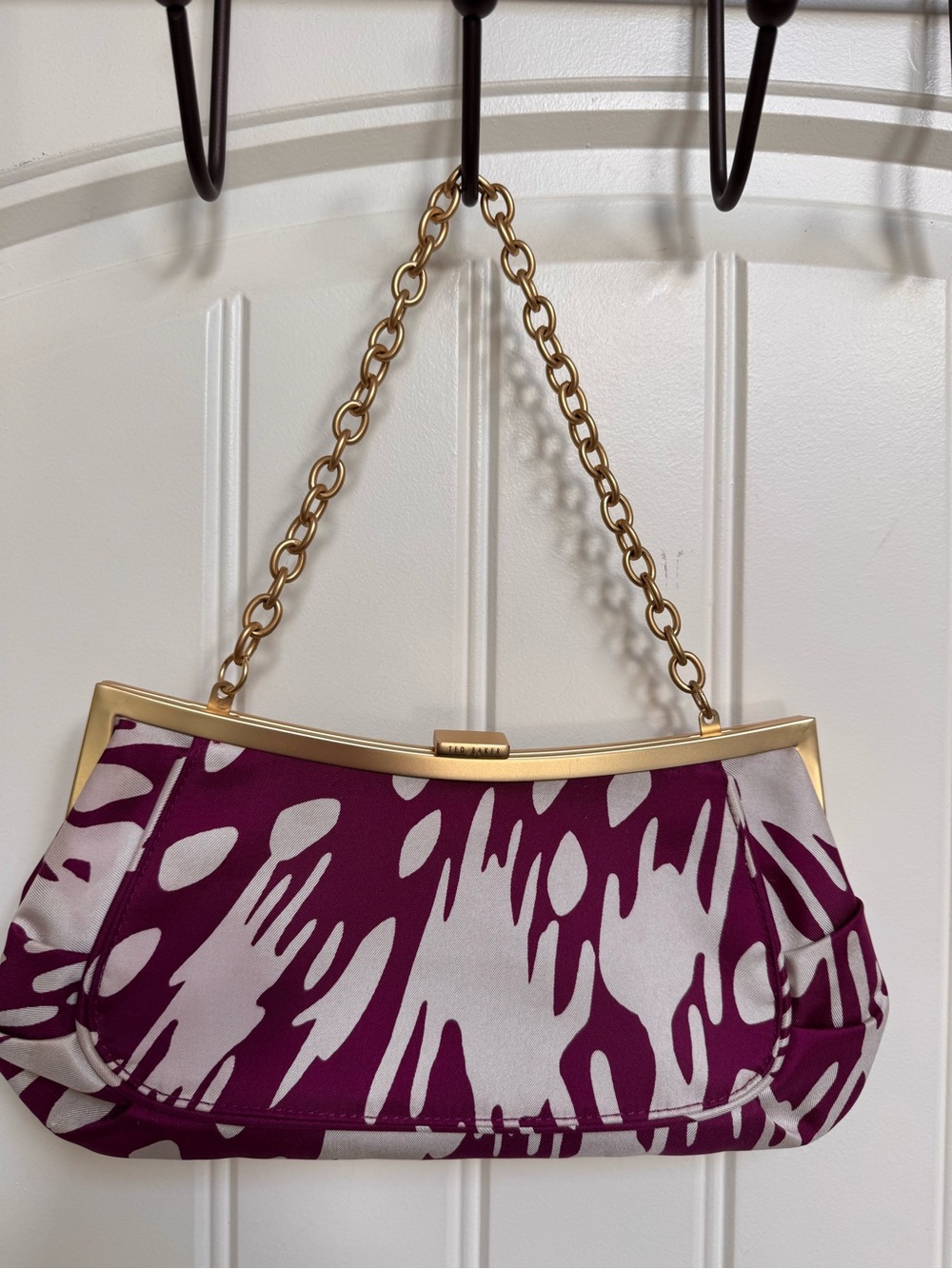Ted Baker Silk Magenta Abstract Print Purse/Clutch. 10” by 5” by 0.5”